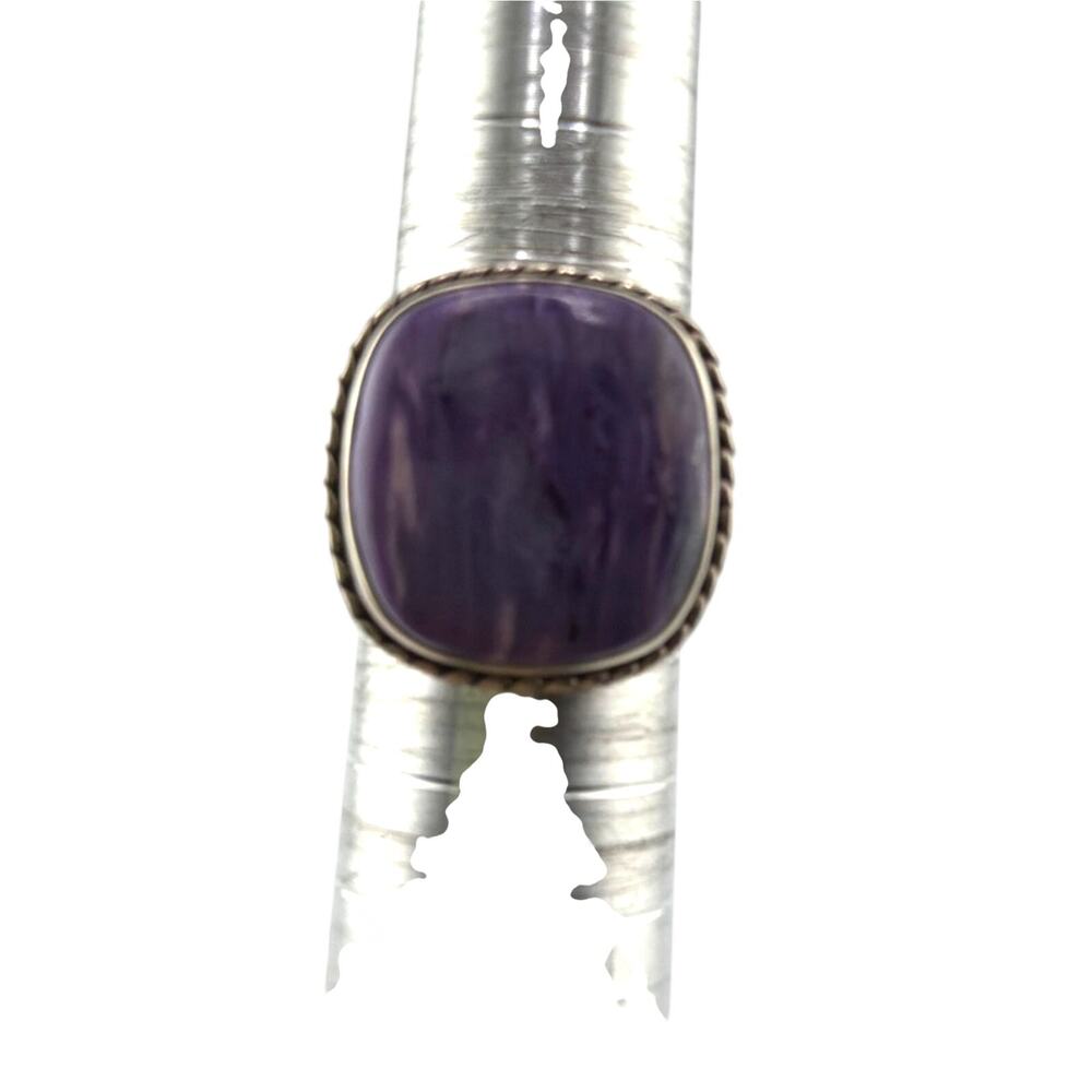 Large Charoite Sterling Silver Ring Purple White Swirl Artisan Jewelry 7